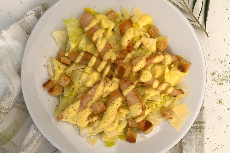 Fresh Caesar salad at Aloni Cafe in Kardamili, Greece